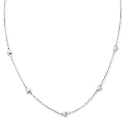 Delicate Hearts Station Necklace in Sterling Silver
