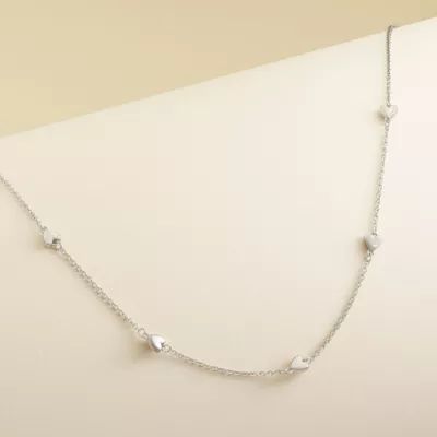 Delicate Hearts Station Necklace in Sterling Silver - Image 3