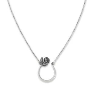 Rose Changeable Charm Holder Necklace in Sterling Silver