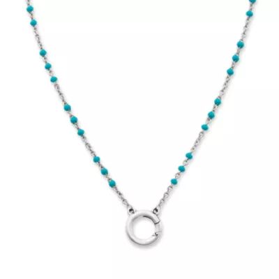 Enamel Beaded Chain Changeable Charm Holder Necklace in Sterling Silver