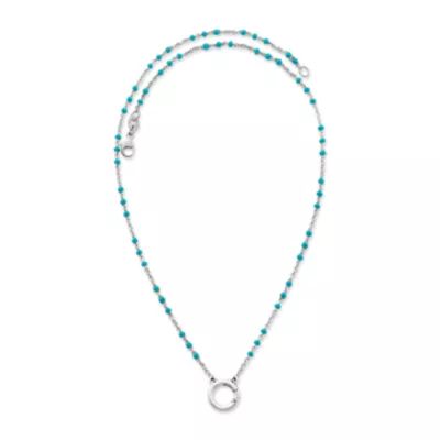Enamel Beaded Chain Changeable Charm Holder Necklace in Sterling Silver - Image 2