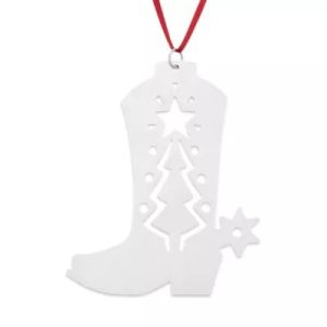 Western Boot Christmas Ornament in Sterling Silver