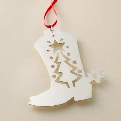 Western Boot Christmas Ornament in Sterling Silver - Image 2