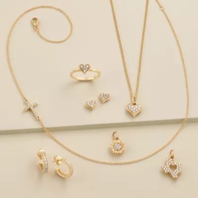 Delicate Pave Diamond Heart Stud Earrings in 14K Yellow Gold - Image 4