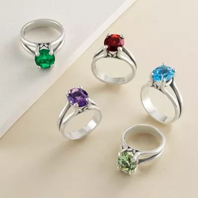 Oval Gemstone Ring in Sterling Silver - Image 3