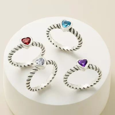 Gemstone Heart Twisted Wire Ring in Sterling Silver - Image 2