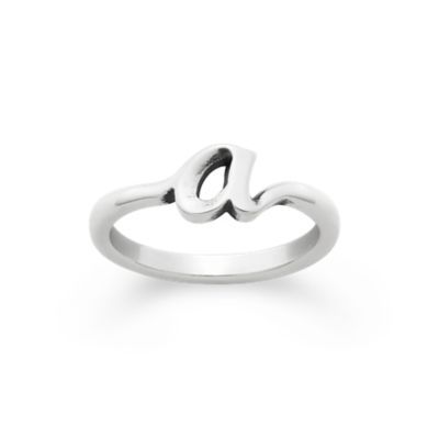 Script Initial Ring in Sterling Silver or 14K Yellow Gold