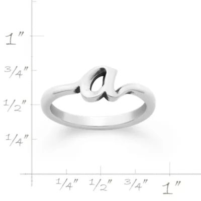 Script Initial Ring in Sterling Silver or 14K Yellow Gold - Image 3