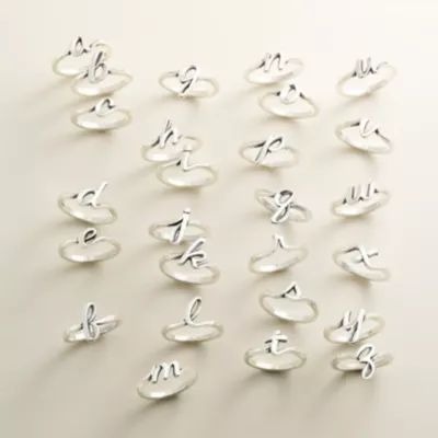 Script Initial Ring in Sterling Silver or 14K Yellow Gold - Image 2