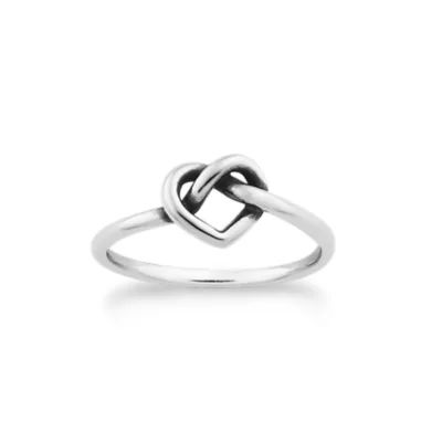 Delicate Heart Knot Ring in Sterling Silver or 14K Yellow Gold