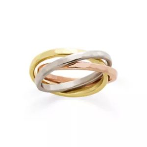 Entwined Trio Combo Ring in 14K Yellow, White and Rose Gold