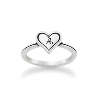 Delicate Heart Initial Ring in Sterling Silver