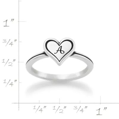 Delicate Heart Initial Ring in Sterling Silver - Image 4