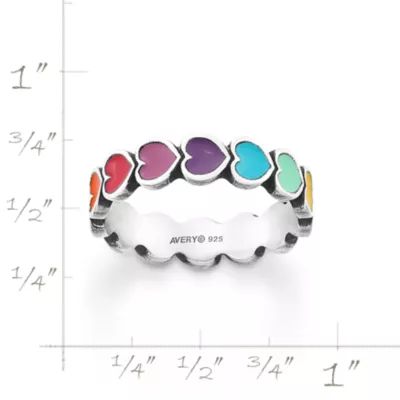 Enamel Connected Hearts Ring in Sterling Silver - Image 6