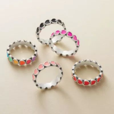 Enamel Connected Hearts Ring in Sterling Silver - Image 3