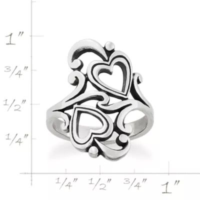 Swirls and Scrolls Hearts Ring in Sterling Silver - Image 4