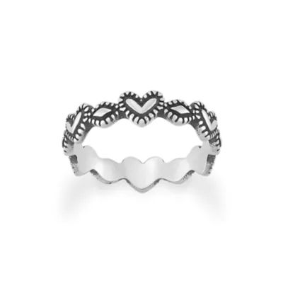 Hearts and Beads Ring in Sterling Silver