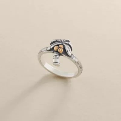 Tropical Palm Tree Ring in Sterling Silver and Bronze - Image 2
