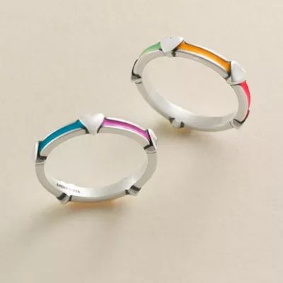 Enamel Band with Hearts Ring in Sterling Silver - Image 3