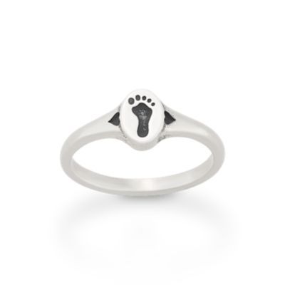 Footprint and Hearts Ring in Sterling Silver