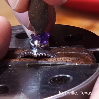 Beaded Chevron Heart Gemstone Ring in Sterling Silver - Image 4