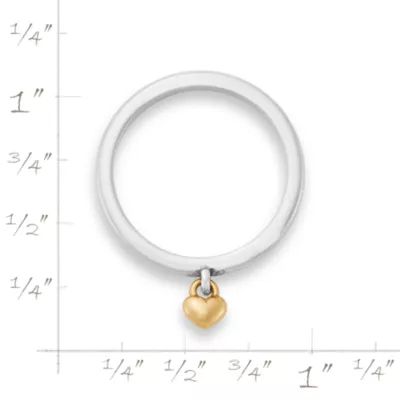 Petite Heart of Gold Dangle Ring in Sterling Silver and 14K Yellow Gold - Image 5