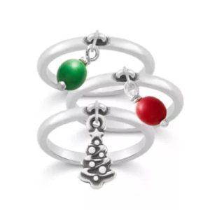 Christmas Dangle Ring Stack