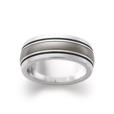 Classic Smooth Wedding Ring in Sterling Silver and Titanium