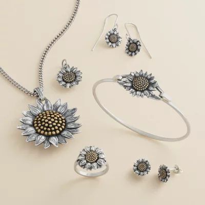 Wild Sunflower Stud Earrings in Sterling Silver and Bronze - Image 5